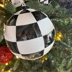 200mm Black and White Checkered Holiday Ornament  (Approx 8”) NWT